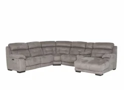 Hoeksalon Krall 344x300cm - stof - zilvergrijs - met relax- Hoeksalons