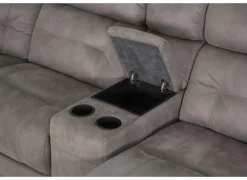 Hoeksalon Krall 344x300cm - stof - zilvergrijs - met relax- Hoeksalons