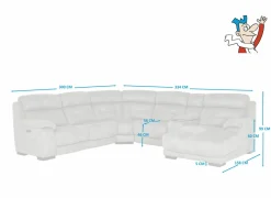 Hoeksalon Krall 344x300cm - stof - zilvergrijs - met relax- Hoeksalons