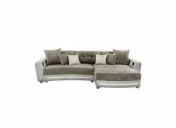 Hoeksalon Laredo lederlook/stof beige taupe met LED-verlichting- Hoeksalons