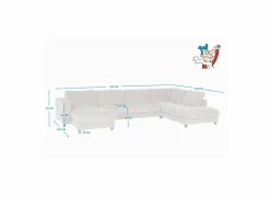 Hoeksalon Larvik 410x228cm - stof - beige- Hoeksalons