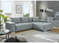 Hoeksalon Luciano 282x204cm - stof - middengrijs met bedfunctie & opbergruimte- Hoeksalons