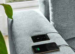 Hoeksalon Luciano 282x204cm - stof - middengrijs met bedfunctie & opbergruimte- Hoeksalons