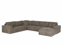 Hoeksalon Madrid 377x299cm - stof - bruin- Hoeksalons