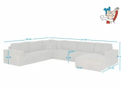 Hoeksalon Madrid 377x299cm - stof - bruin- Hoeksalons