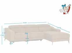 Hoeksalon Mana 272x174cm - stof - cognac met relax- Hoeksalons