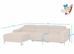 Hoeksalons|Hoeksalon Mana 272x174cm - stof - cognac met relax