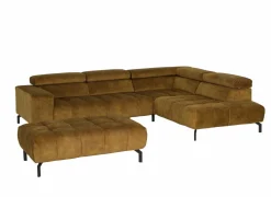 Hoeksalons|Hoeksalon Message-S 295x228cm - stof - goud met poef