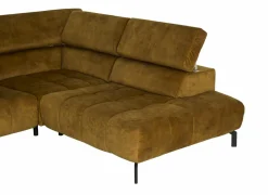 Hoeksalons|Hoeksalon Message-S 295x228cm - stof - goud met poef