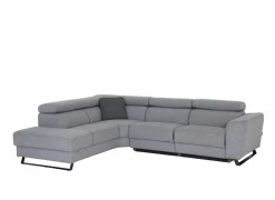 Hoeksalons|Hoeksalon Milton 302x238cm - stof - grijs met 2 elektrische relaxen