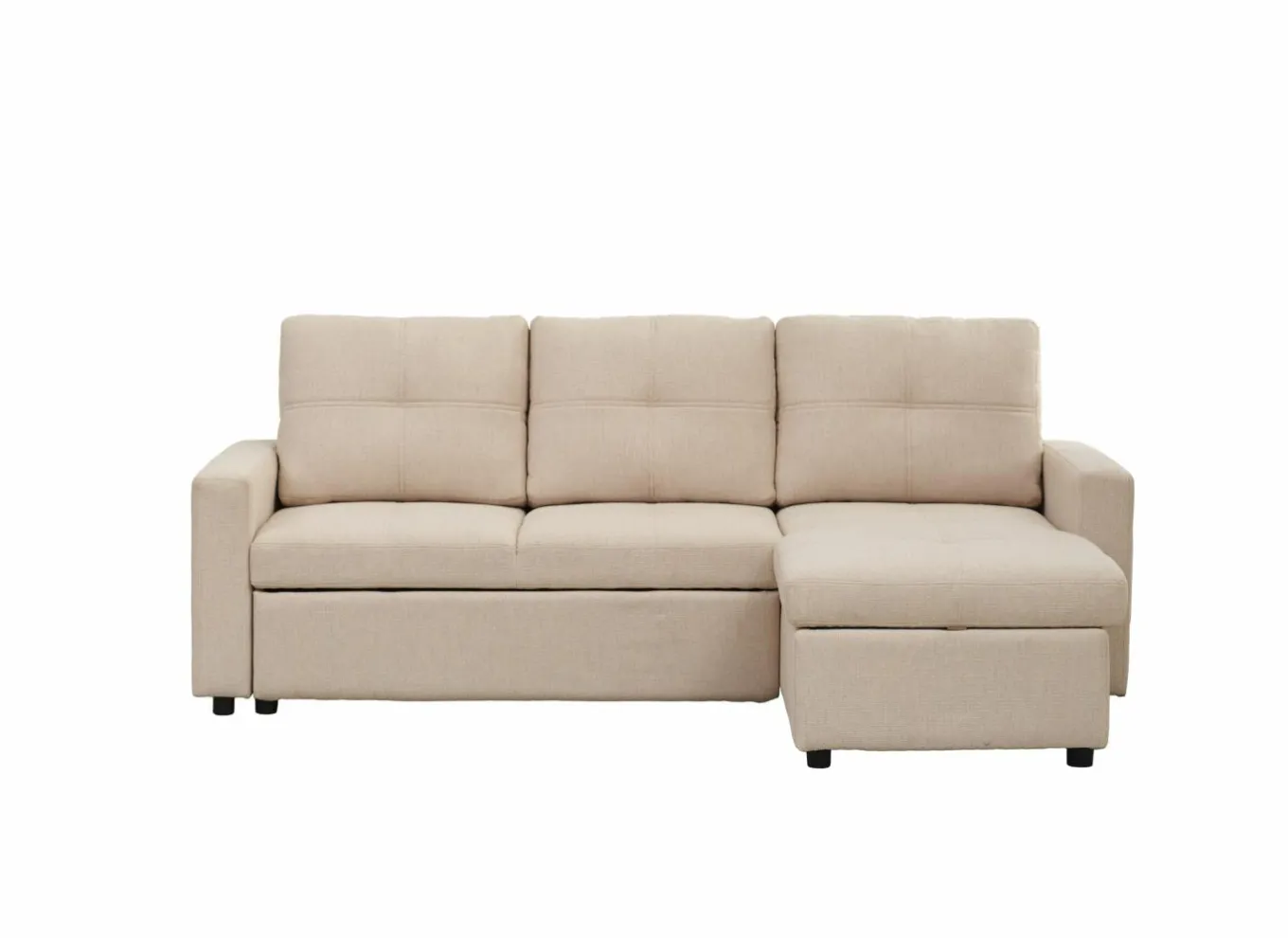 Zetelbedden|Slaapbanken|Hoeksalon Moncada 213x122cm - stof - beige & grijs