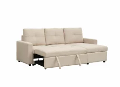 Zetelbedden|Slaapbanken|Hoeksalon Moncada 213x122cm - stof - beige & grijs