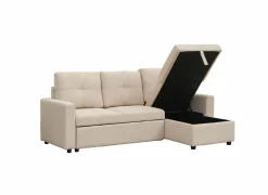 Zetelbedden|Slaapbanken|Hoeksalon Moncada 213x122cm - stof - beige & grijs