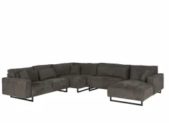 Hoeksalon Monolithos 373x332cm - stof - bruin- Hoeksalons