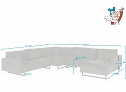 Hoeksalon Monolithos 373x332cm - stof - bruin- Hoeksalons