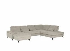 Hoeksalon Naja 353x255cm - stof - desert met bedfunctie en zitdiepteverstelling- Hoeksalons