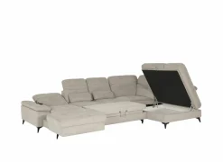 Hoeksalon Naja 353x255cm - stof - desert met bedfunctie en zitdiepteverstelling- Hoeksalons