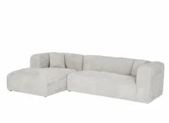 Hoeksalons|Hoeksalon Nuoro HB 295x170cm - ribfluweel - wit