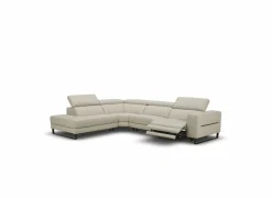 Hoeksalons|Hoeksalon Nyx 322x257cm - leder - lichtgrijs met relax