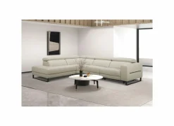 Hoeksalons|Hoeksalon Nyx 322x257cm - leder - lichtgrijs met relax