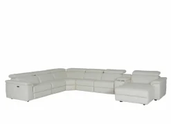 Hoeksalon Play 430x315cm - leder - wit met relax- Hoeksalons