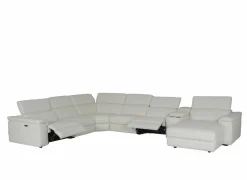 Hoeksalon Play 430x315cm - leder - wit met relax- Hoeksalons