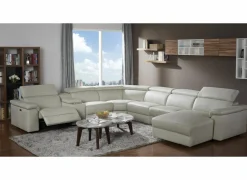 Hoeksalon Play 430x315cm - leder - wit met relax- Hoeksalons