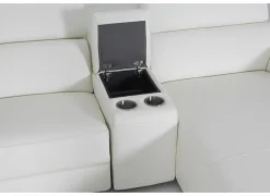 Hoeksalon Play 430x315cm - leder - wit met relax- Hoeksalons