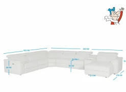 Hoeksalon Play 430x315cm - leder - wit met relax- Hoeksalons