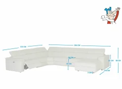 Hoeksalons|Hoeksalon Play 394x315cm - leder - wit met relax