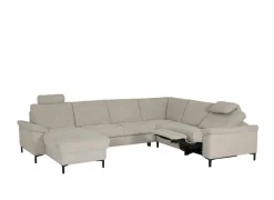 Hoeksalon Poppy 317x249cm - stof - beige met relax & bedfunctie- Hoeksalons