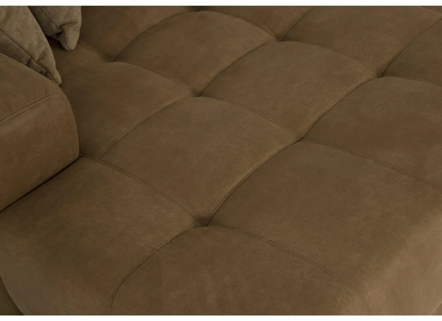 Hoeksalon Rimini 388x224cm - stof - cognac met bedfunctie- Zetelbedden|Hoeksalons