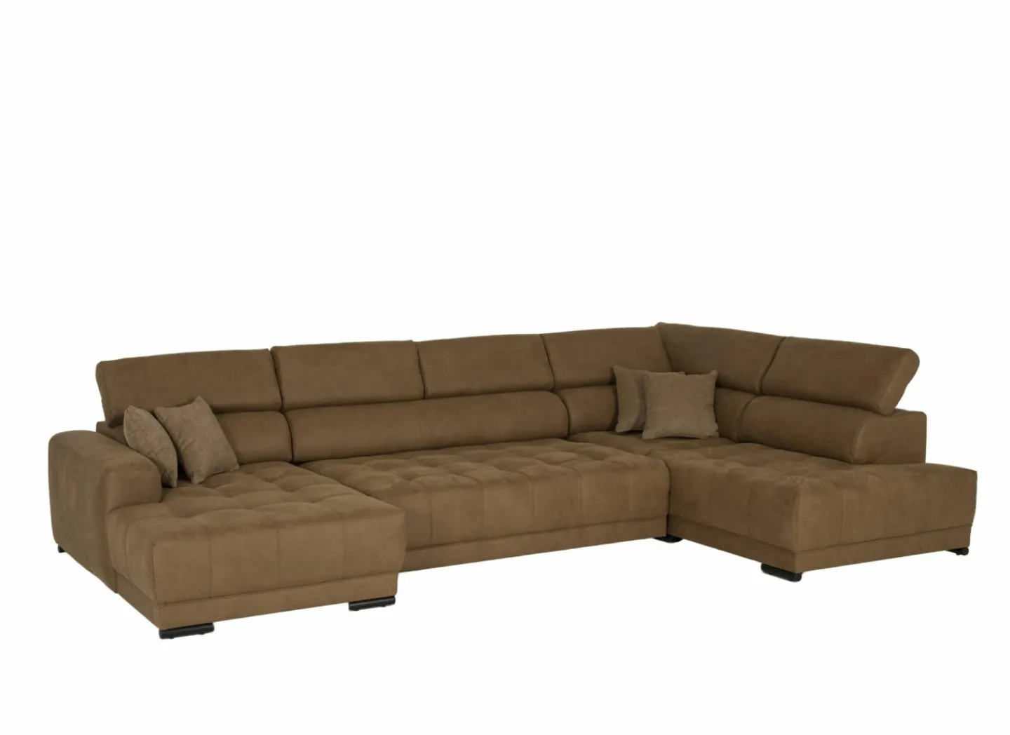Hoeksalon Rimini 388x224cm - stof - cognac met bedfunctie- Zetelbedden|Hoeksalons