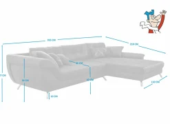 Hoeksalon San Francisco 355x218cm - stof - grijs- Hoeksalons