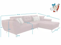 Hoeksalons|Hoeksalon San Francisco 355x218cm - stof - rood