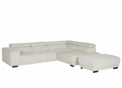 Hoeksalon Satellite-S 323x222cm - stof - naturel met poef en zitdiepteverstelling- Hoeksalons