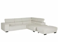 Hoeksalon Satellite-S 323x222cm - stof - naturel met poef en zitdiepteverstelling- Hoeksalons