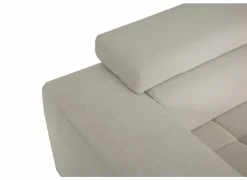 Hoeksalon Satellite-S 323x222cm - stof - naturel met poef en zitdiepteverstelling- Hoeksalons