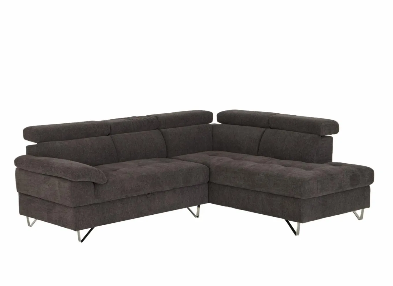 Slaapbanken|Hoeksalons|Hoeksalon Sirocco 230x200cm - stof - donkergrijs met bedfunctie