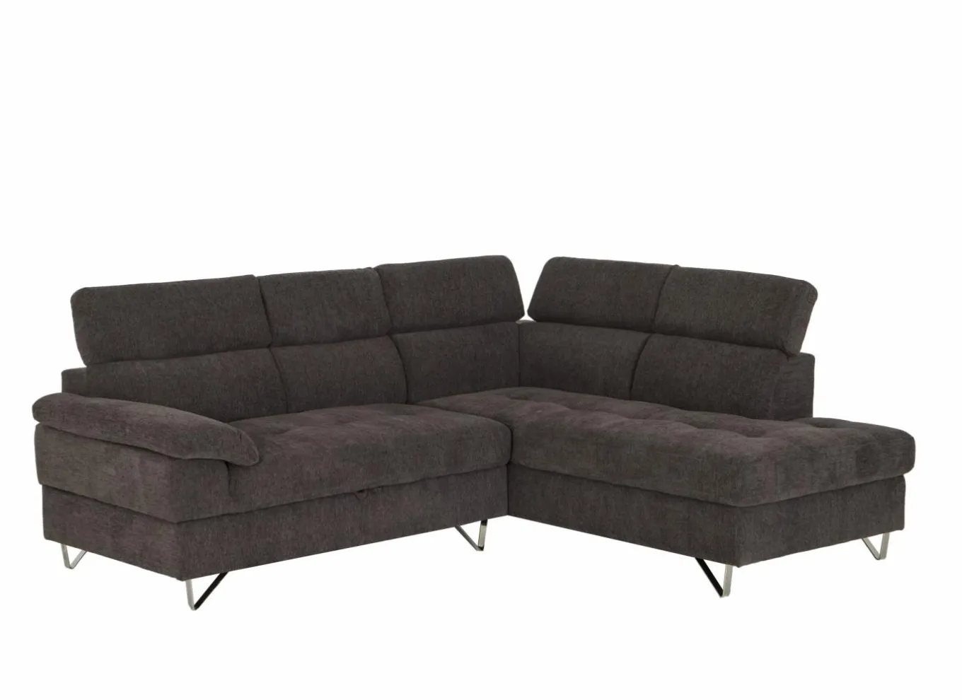 Slaapbanken|Hoeksalons|Hoeksalon Sirocco 230x200cm - stof - donkergrijs met bedfunctie