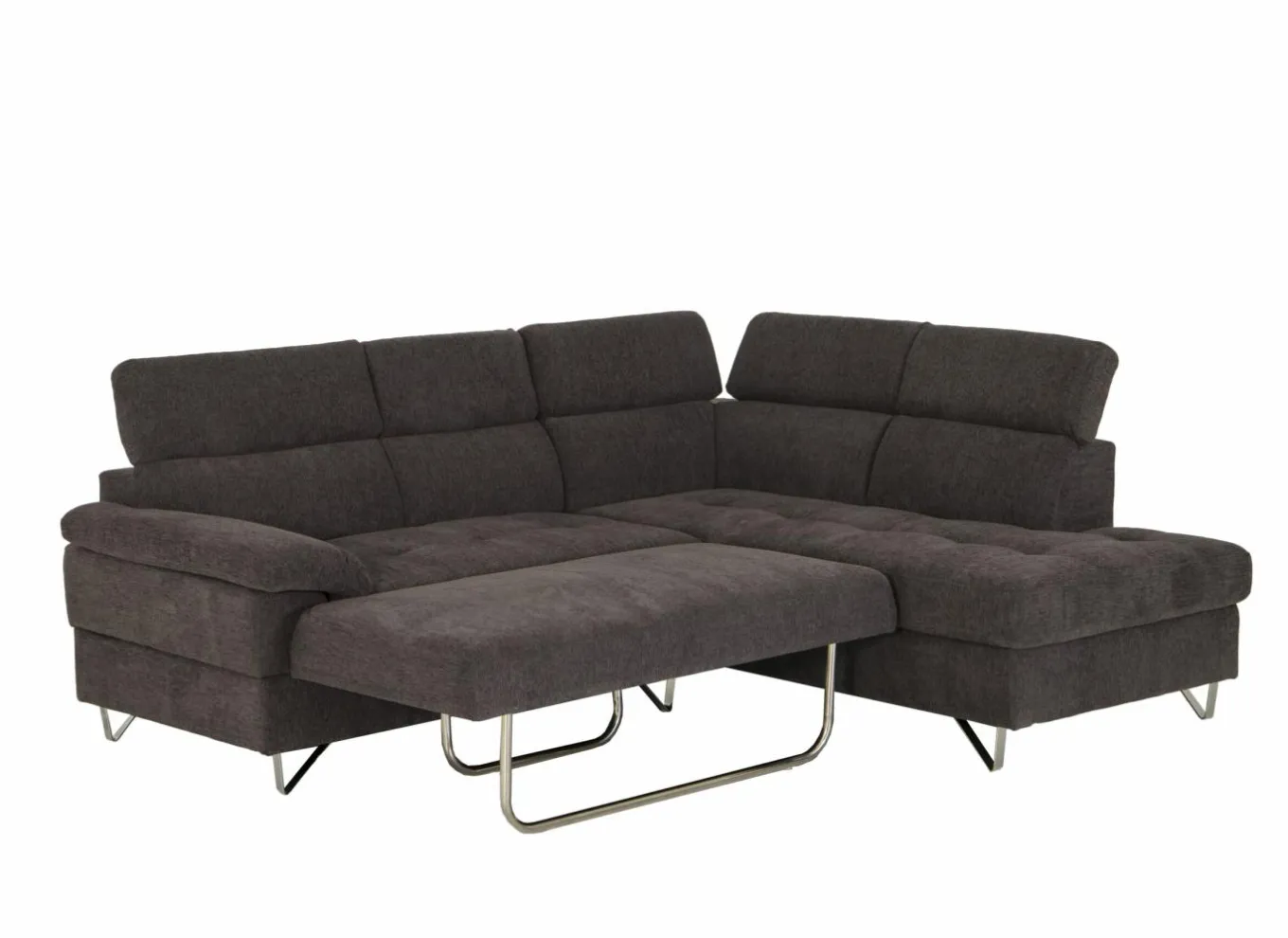 Slaapbanken|Hoeksalons|Hoeksalon Sirocco 230x200cm - stof - donkergrijs met bedfunctie