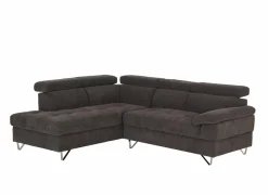 Hoeksalon Sirocco 230x200cm - stof - donkergrijs met bedfunctie- Slaapbanken|Hoeksalons