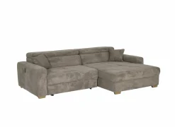 Hoeksalon Slider 279x186cm - ribcord stof - bruin met bedfunctie- Zetelbedden|Hoeksalons