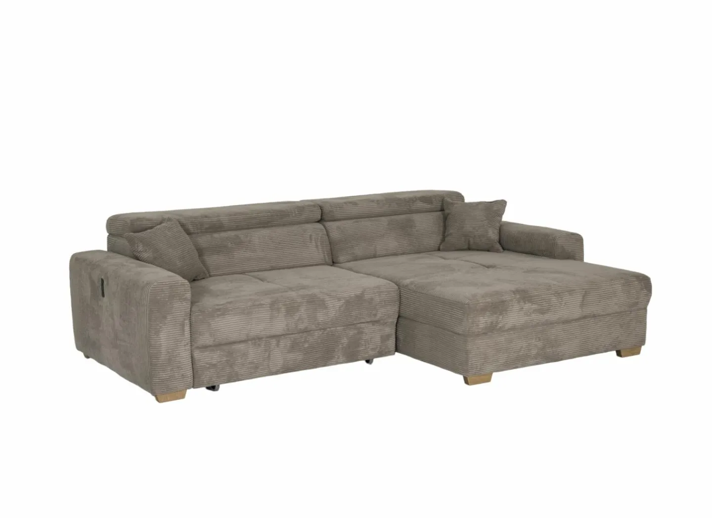 Hoeksalon Slider 279x186cm - ribcord stof - bruin met bedfunctie- Zetelbedden|Hoeksalons