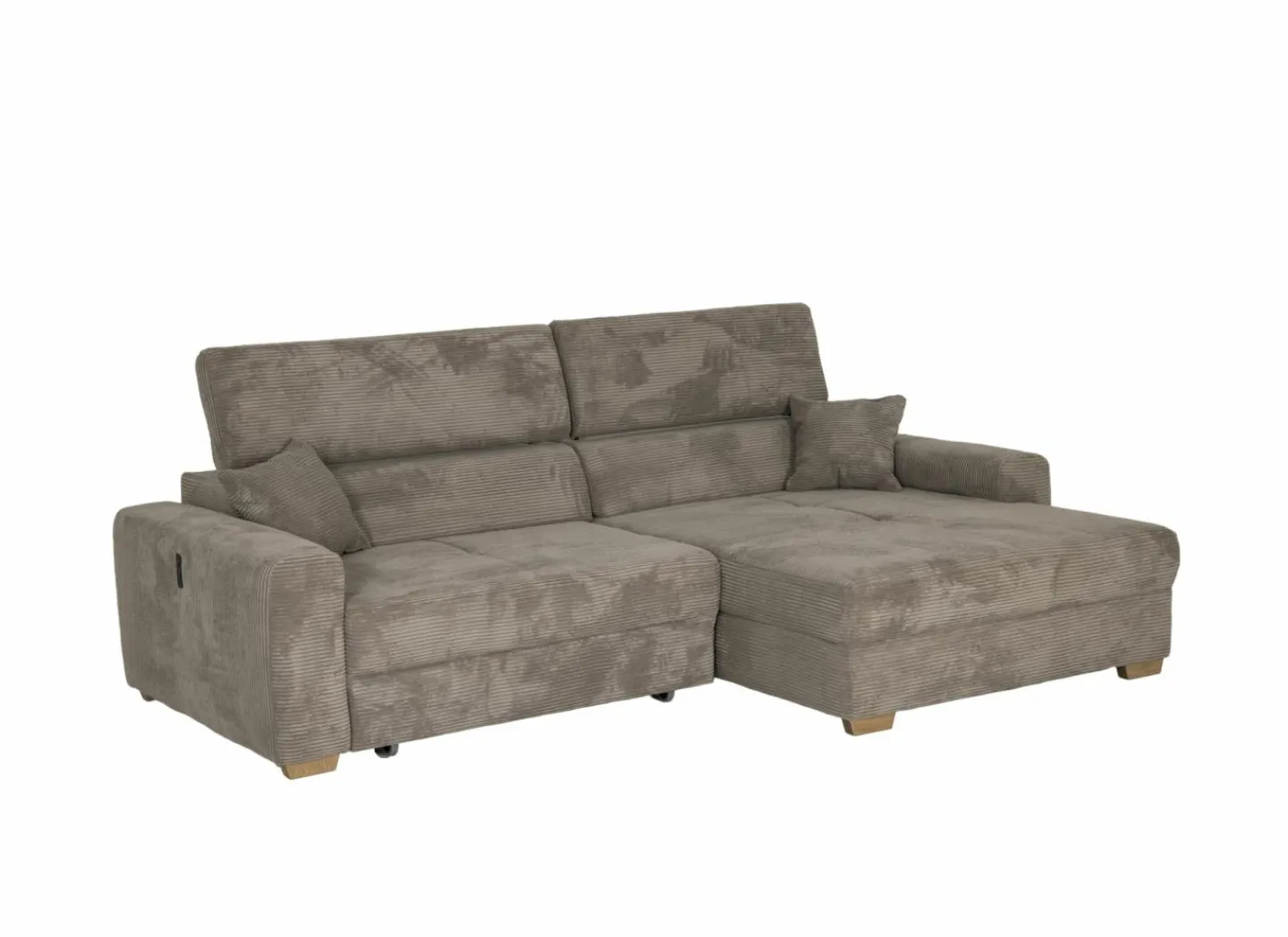 Hoeksalon Slider 279x186cm - ribcord stof - bruin met bedfunctie- Zetelbedden|Hoeksalons