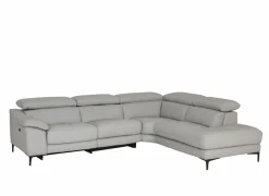 Hoeksalons|Hoeksalon Sun 298x238cm - leder - grijs met relax