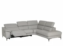 Hoeksalons|Hoeksalon Sun 298x238cm - leder - grijs met relax