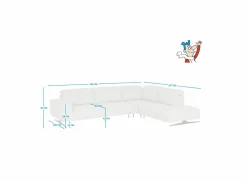 Hoeksalon Sunset 320x247cm - stof - lichtgrijs- Hoeksalons