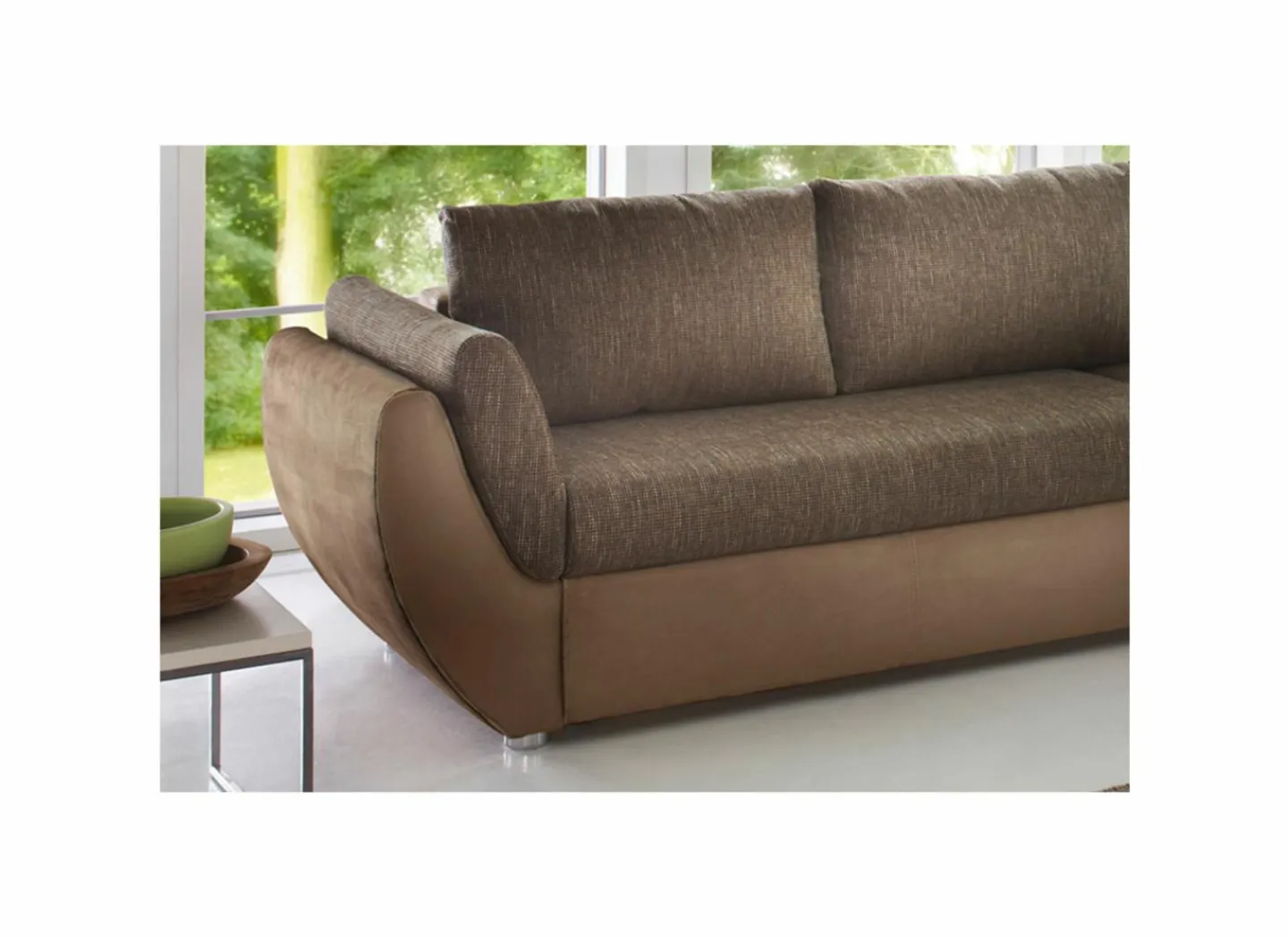 Hoeksalon Taifun 272x200cm - stof - bruin met bedfunctie- Zetelbedden|Hoeksalons