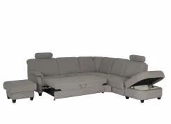 Hoeksalon Toulouse 269x287cm - stof - zilvergrijs met bedfunctie & poef & opbergruimte- Hoeksalons